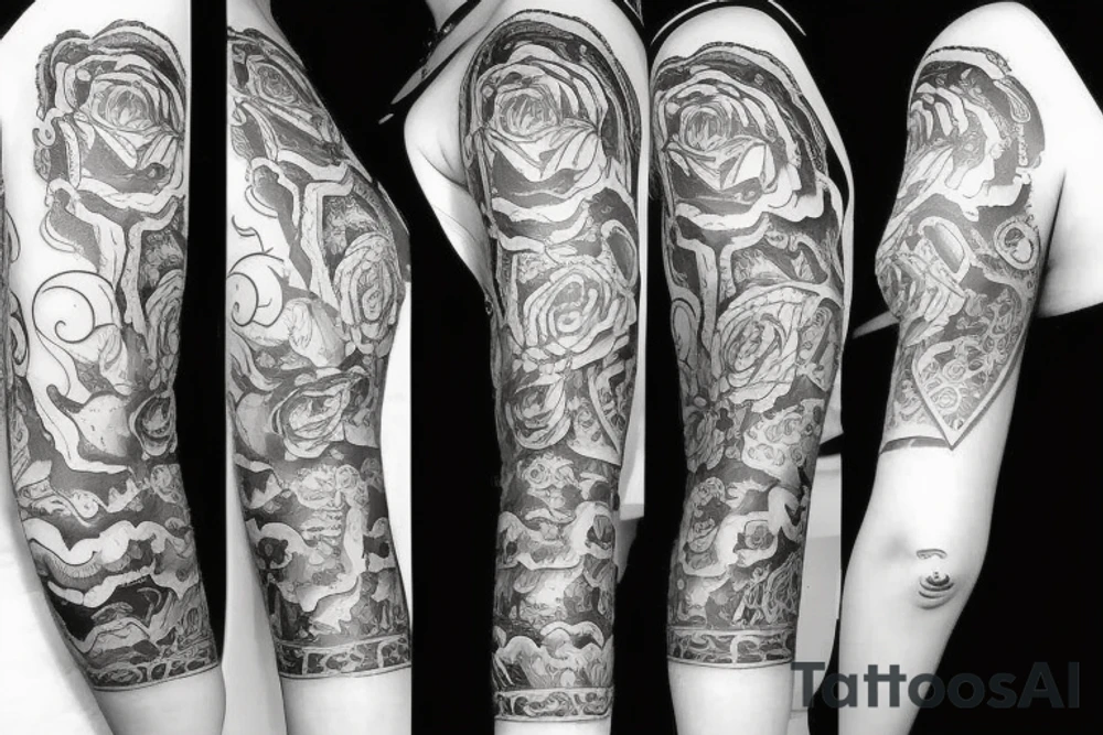 ARM TATTO WITH SIDE OF WOMAN FACE tattoo idea