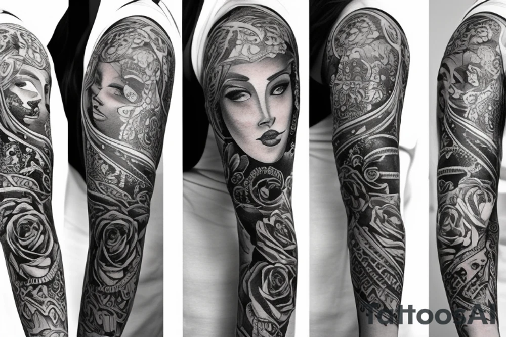 ARM TATTO WITH SIDE OF WOMAN FACE tattoo idea