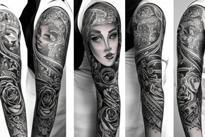 ARM TATTO WITH SIDE OF WOMAN FACE tattoo idea