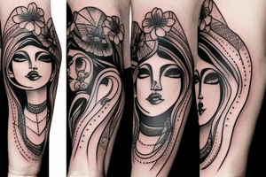 ARM TATTO WITH SIDE OF WOMAN FACE tattoo idea