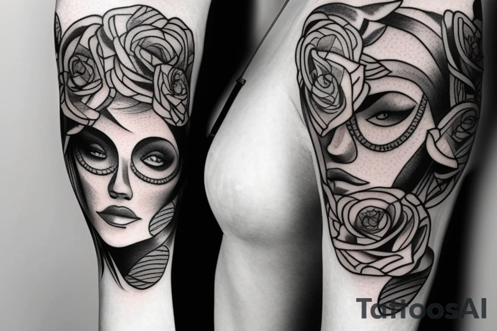 ARM TATTO WITH SIDE OF WOMAN FACE tattoo idea