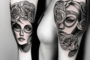 ARM TATTO WITH SIDE OF WOMAN FACE tattoo idea