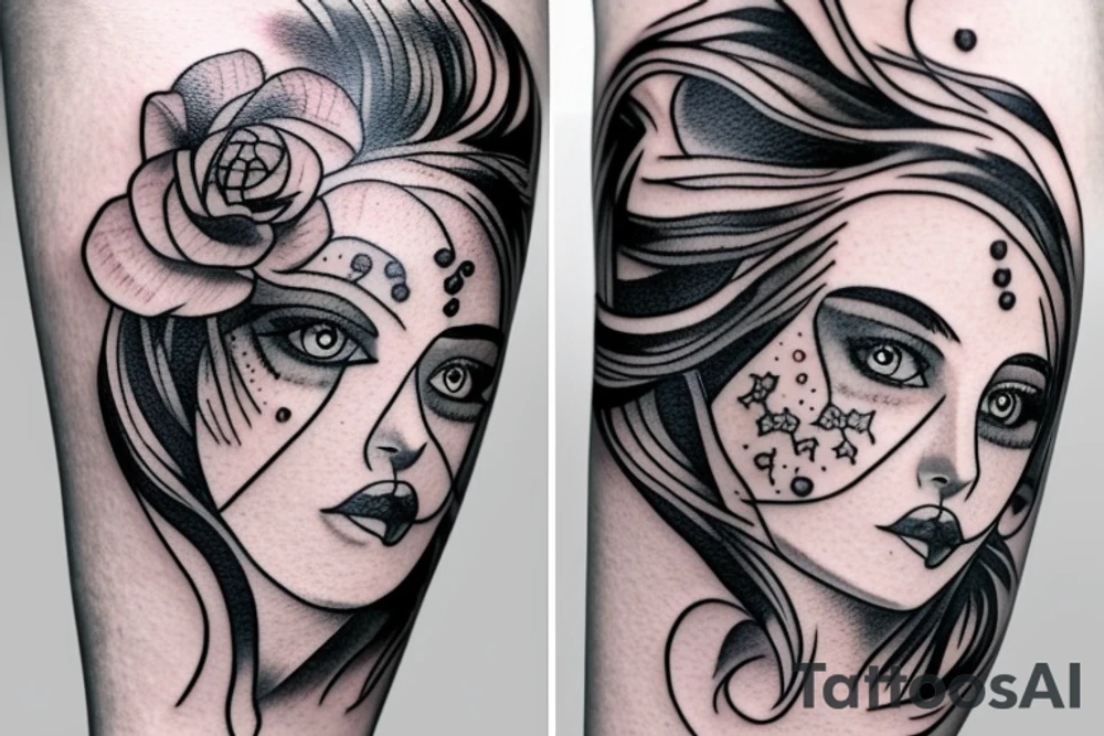 ARM TATTO WITH SIDE OF WOMAN FACE tattoo idea