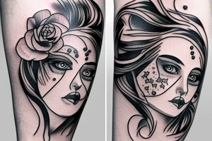 ARM TATTO WITH SIDE OF WOMAN FACE tattoo idea