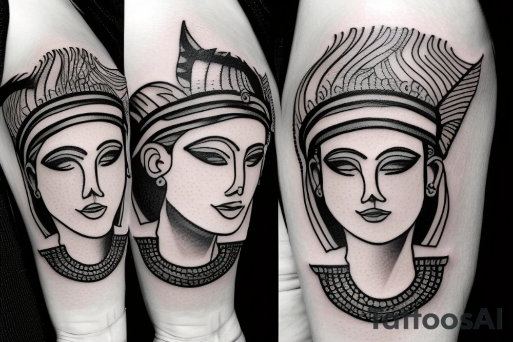 ARM TATTO WITH SIDE OF WOMAN FACE CLEOPATRA tattoo idea