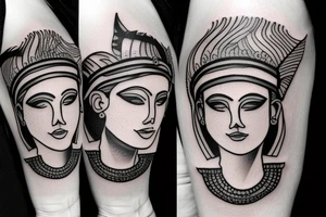 ARM TATTO WITH SIDE OF WOMAN FACE CLEOPATRA tattoo idea