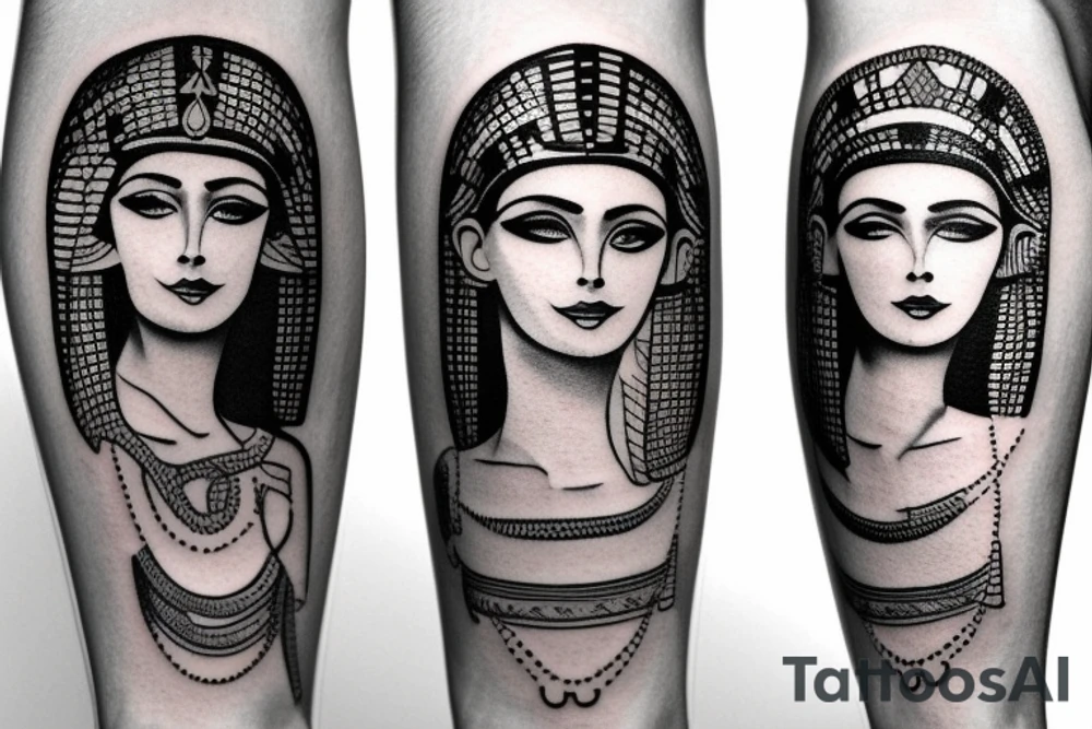 ARM TATTO WITH SIDE OF WOMAN FACE CLEOPATRA tattoo idea