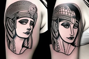 ARM TATTO WITH SIDE OF WOMAN FACE CLEOPATRA tattoo idea