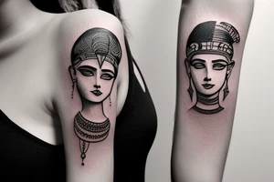ARM TATTO WITH SIDE OF WOMAN FACE CLEOPATRA tattoo idea