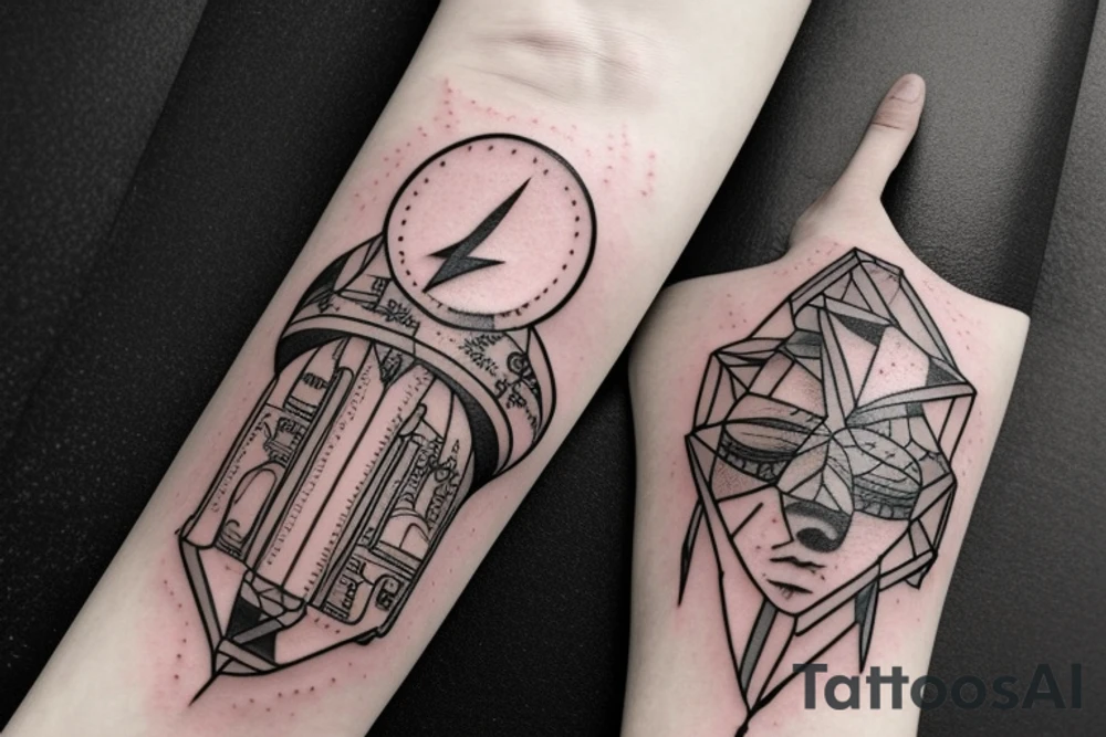 compose for my inner arm from shoulder to wrist, which includes a  lightning strike components with a mix of electrical circuitry tattoo idea