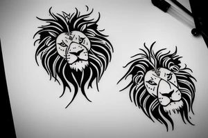 small black outline of lion chasing a bull tattoo idea