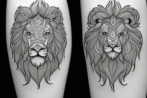 outline of lion chasing a bull tattoo idea