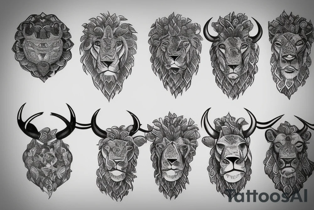 Bull lion tattoo idea