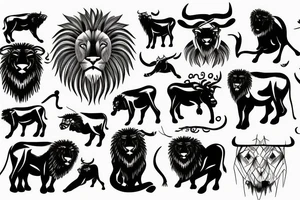 Taurus leo bull lion tattoo idea