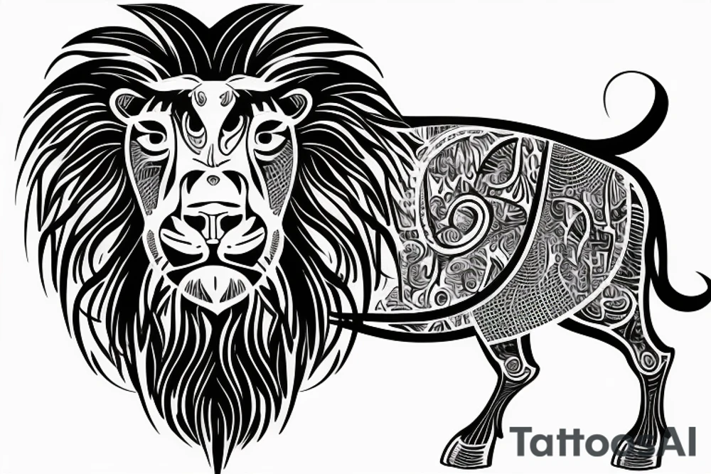 Taurus leo bull lion tattoo idea