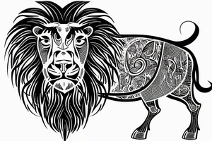 Taurus leo bull lion tattoo idea