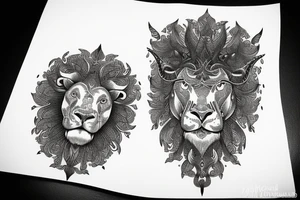 Taurus leo bull lion tattoo idea