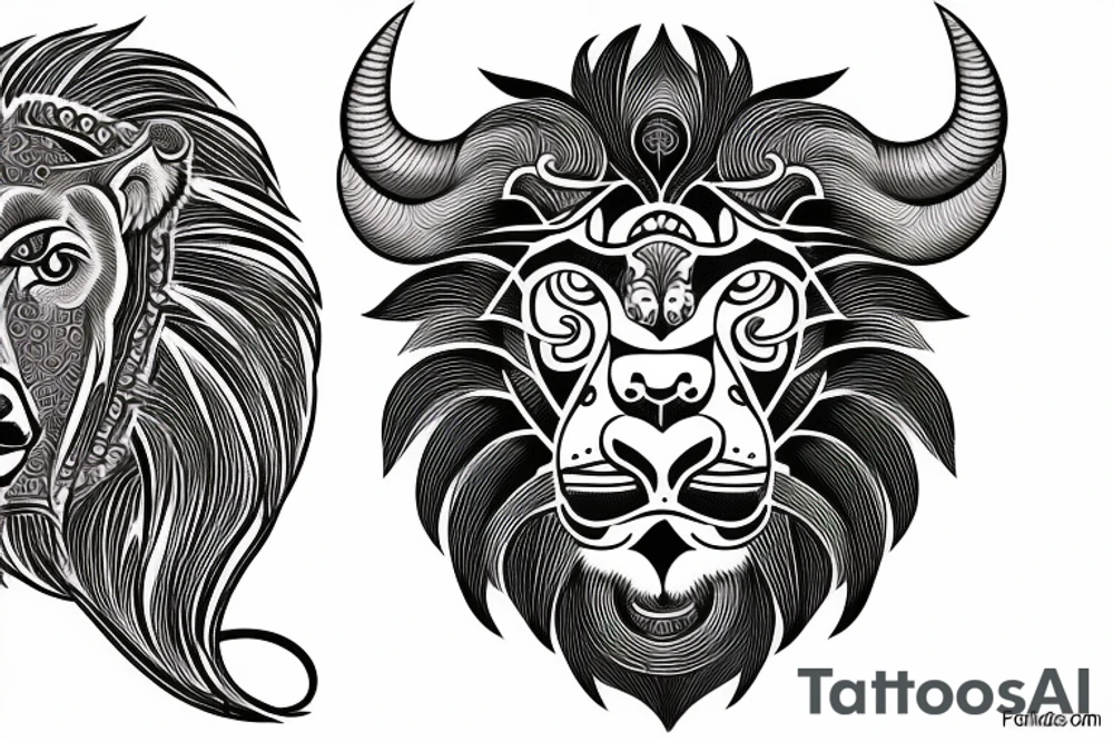 Taurus leo bull lion tattoo idea