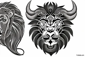 Taurus leo bull lion tattoo idea