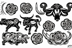 Leo running after taurus tattoo idea