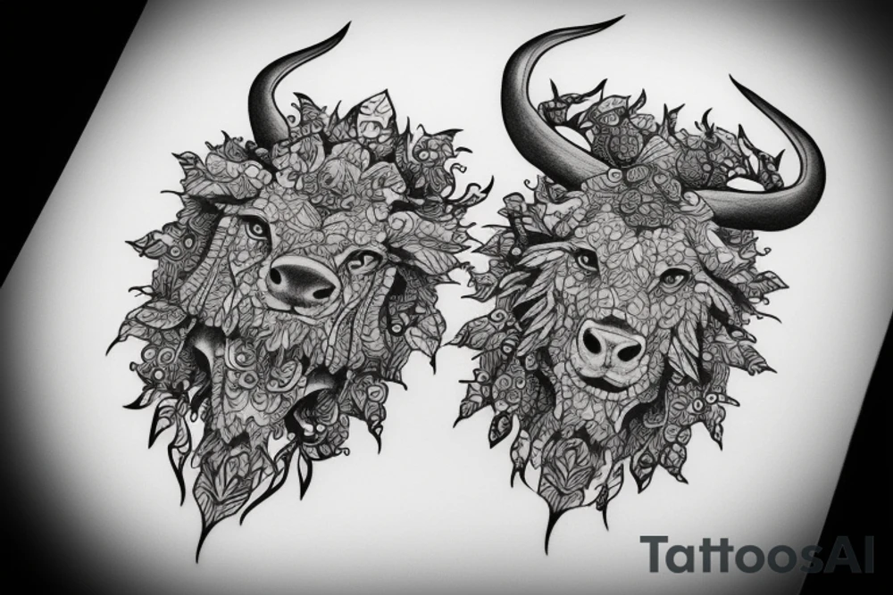 Leo running after taurus tattoo idea