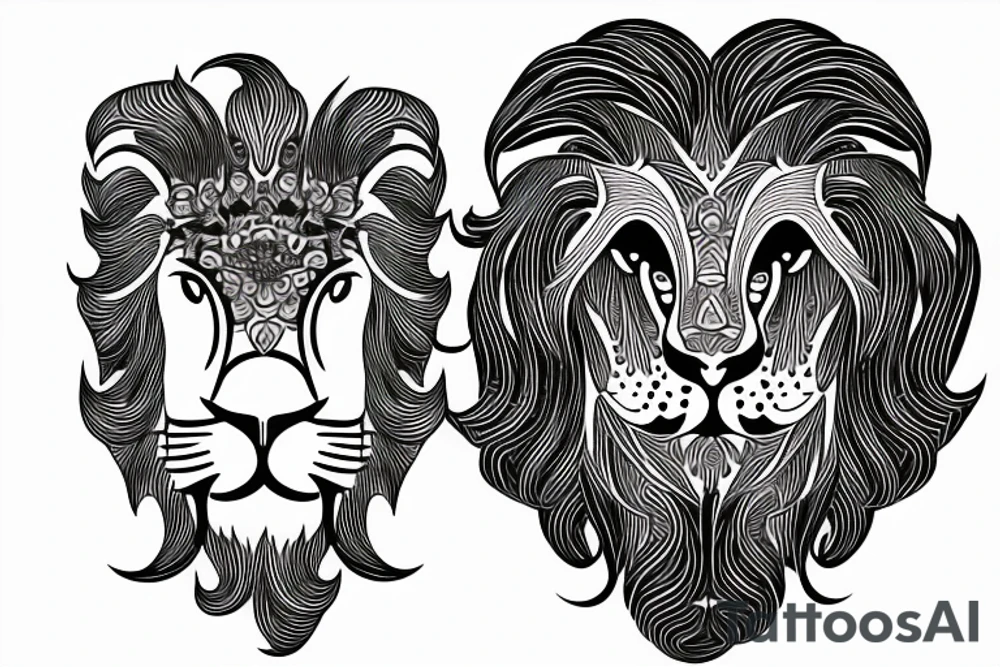Leo lion outline tattoo idea