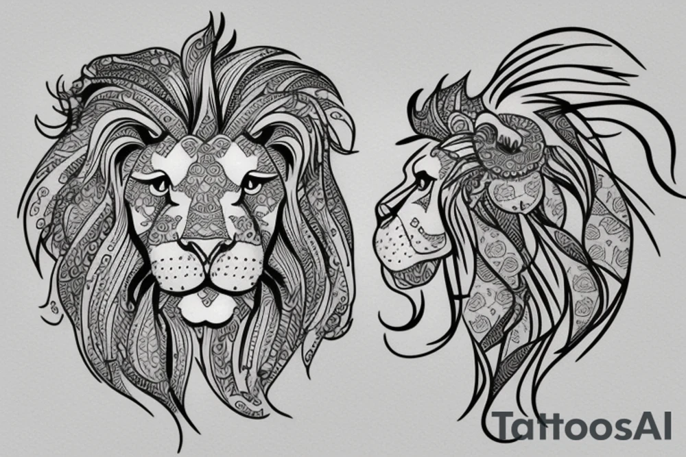 Leo lion outline tattoo idea