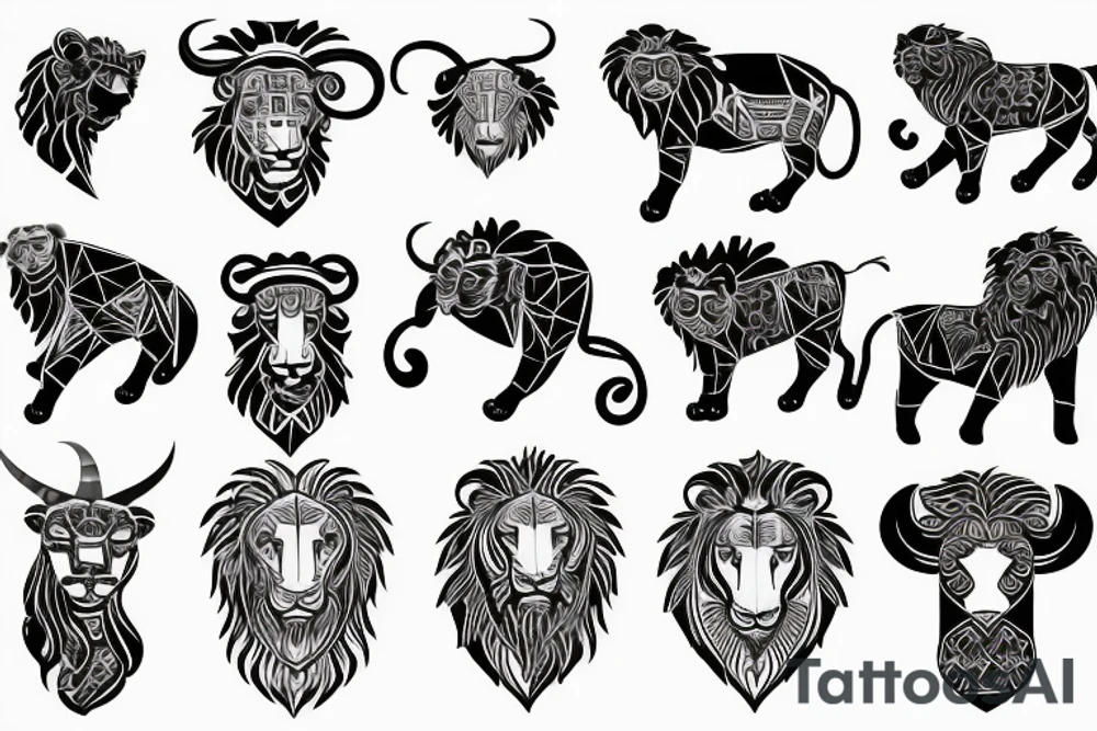 Leo lion Taurus Bull tattoo idea