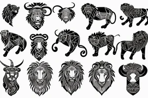Leo lion Taurus Bull tattoo idea