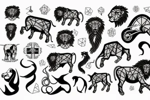 Leo lion Taurus Bull running tattoo idea