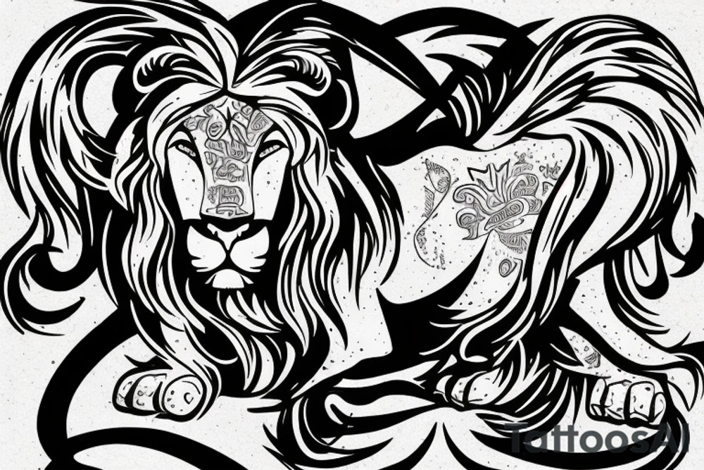 Leo lion Taurus Bull mix tattoo idea