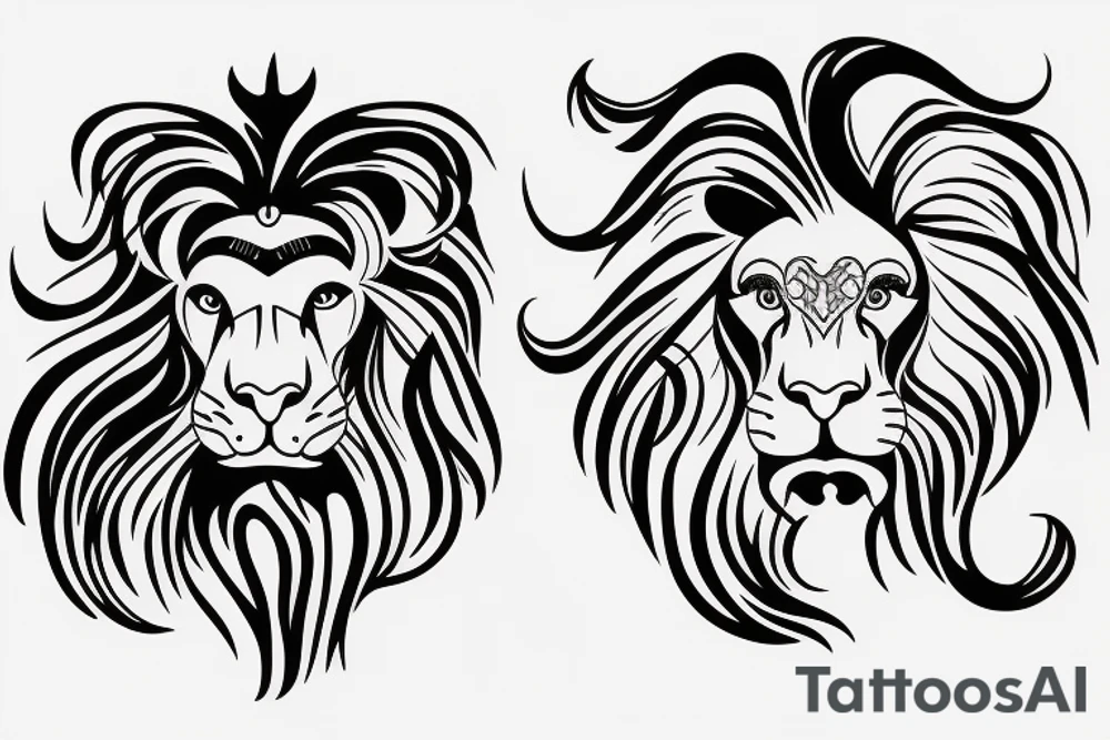 Leo lion Taurus Bull matching tattoo idea