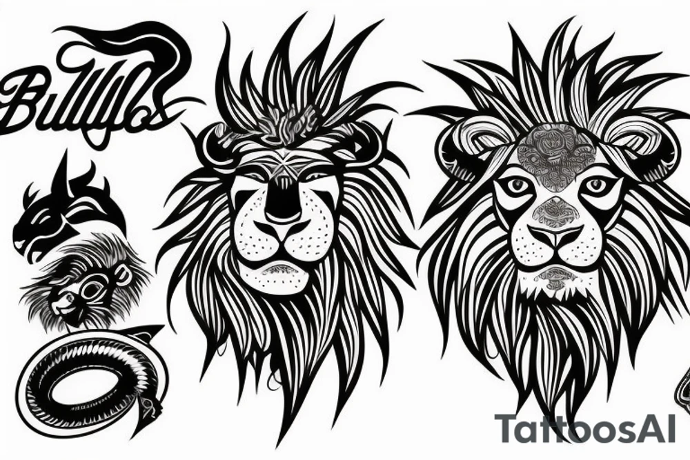 Bull and Lion tattoo idea