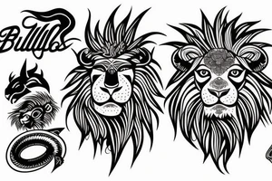 Bull and Lion tattoo idea