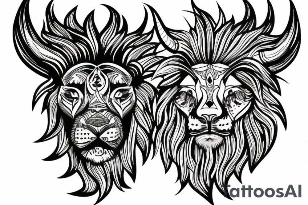 Bull and Lion tattoo idea