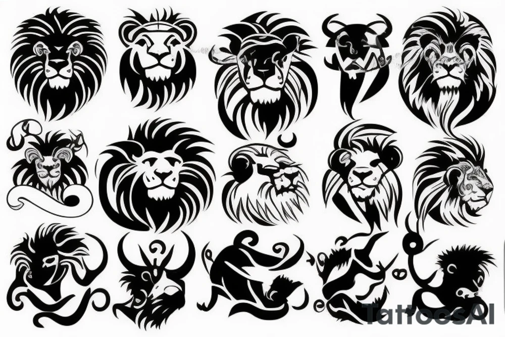 Bull and Lion tattoo idea