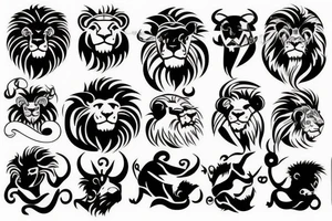 Bull and Lion tattoo idea