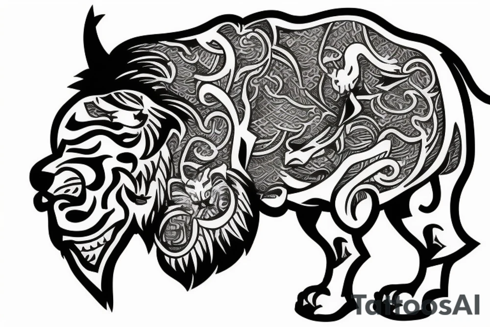 Bull and Lion tattoo idea