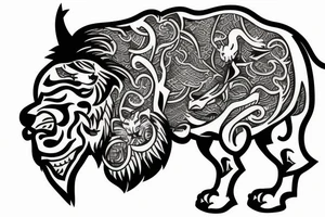 Bull and Lion tattoo idea