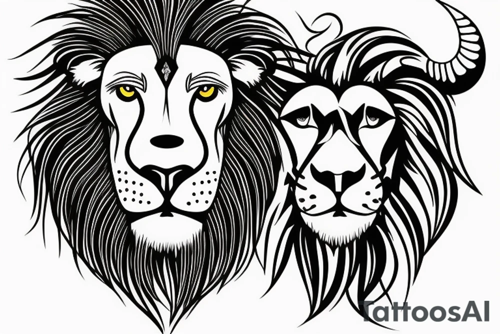 Bull and Lion tattoo idea