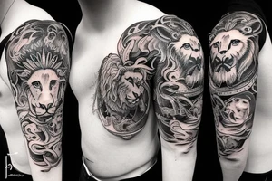 Bull and Lion tattoo idea
