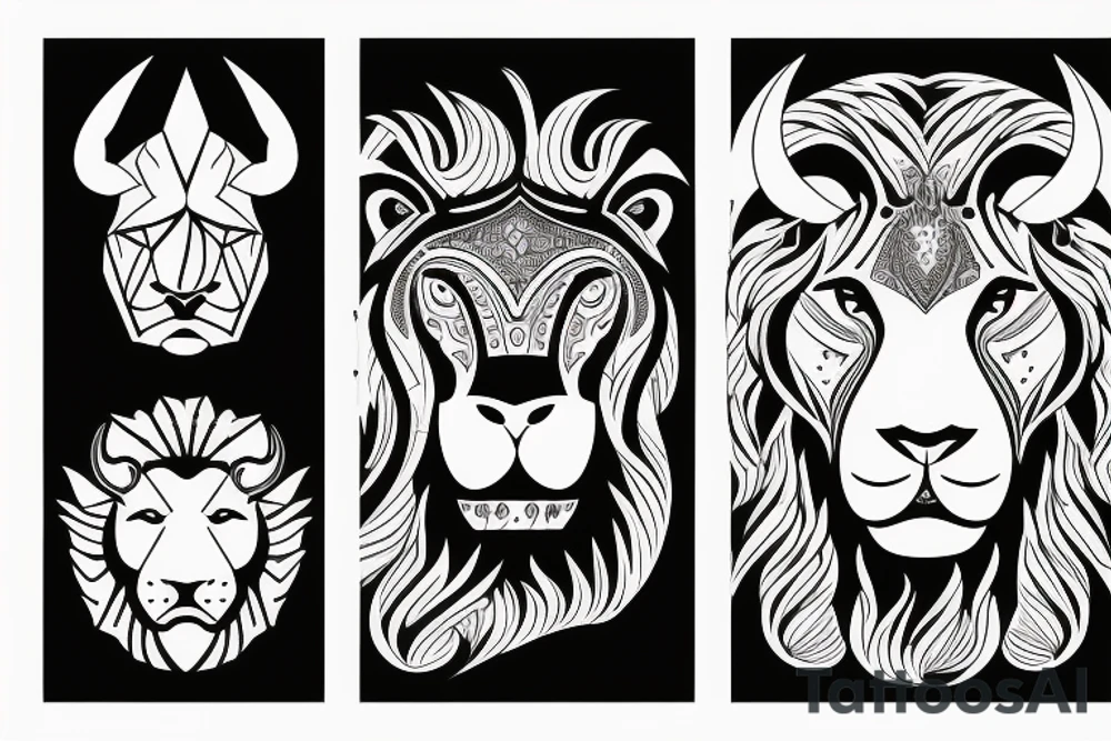Bull and Lion tattoo idea
