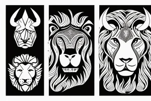 Bull and Lion tattoo idea