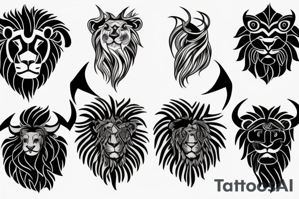 Bull and Lion tattoo idea