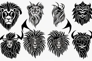 Bull and Lion tattoo idea