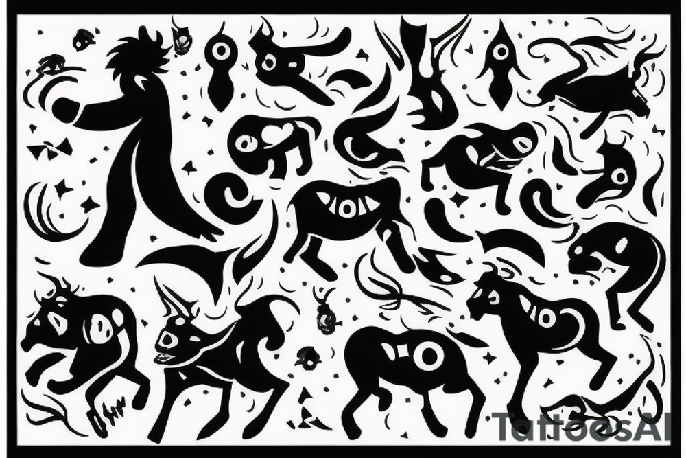 Leo runnning after Taurus tattoo idea