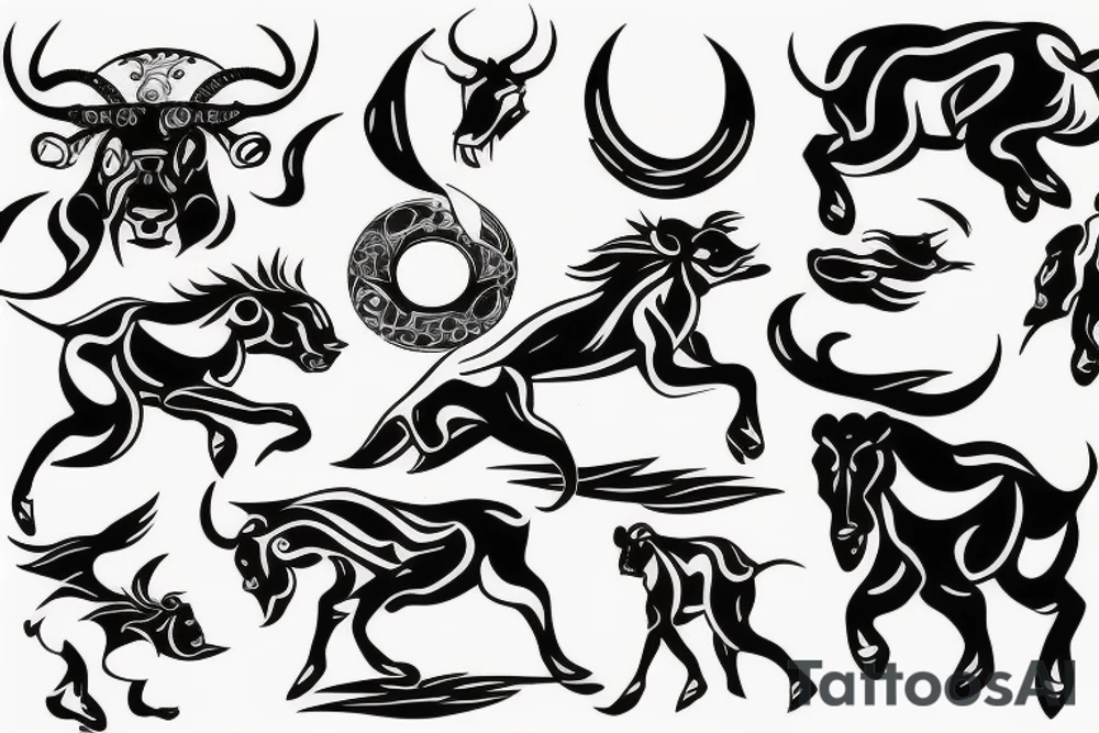 Leo running after Taurus tattoo idea