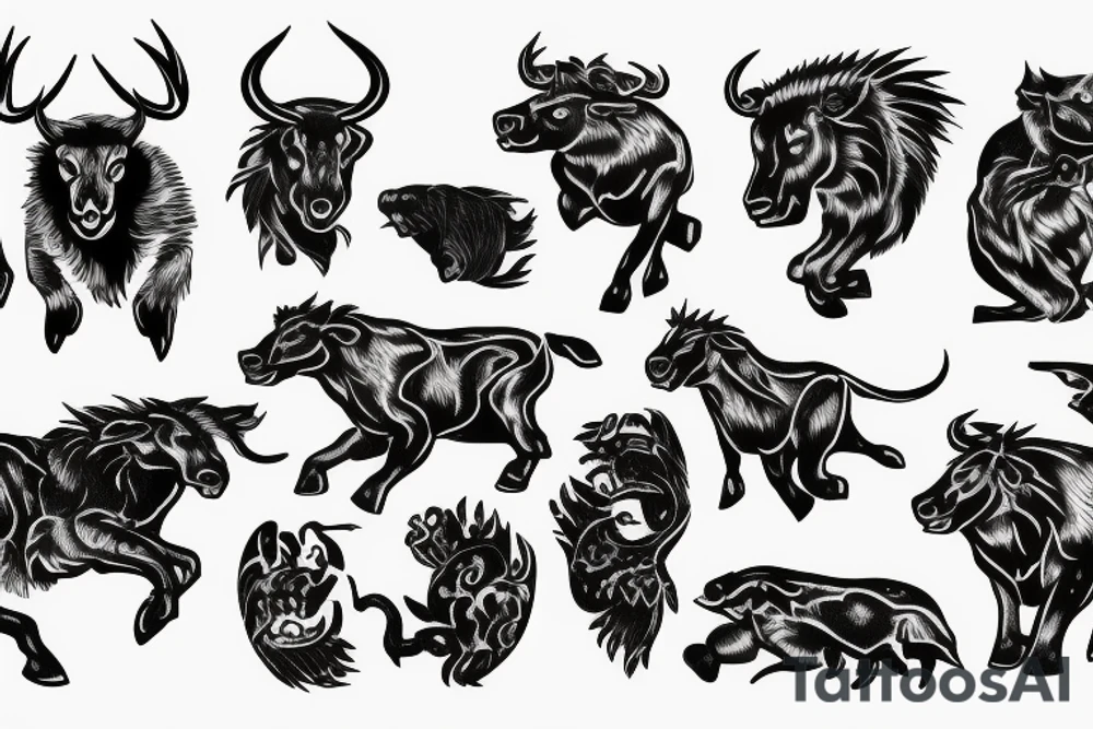 Leo running after Taurus tattoo idea