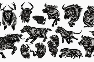 Leo running after Taurus tattoo idea