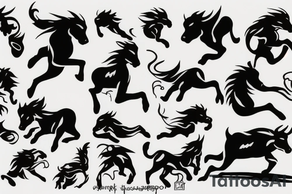 Leo running after Taurus tattoo idea